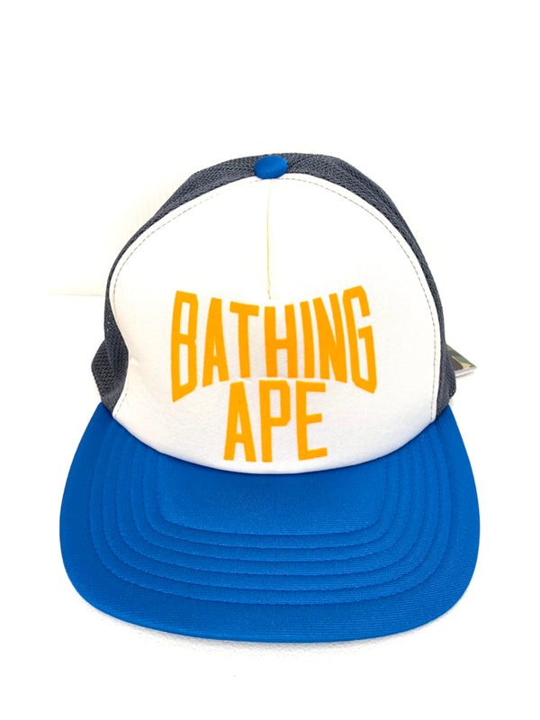 【中古】アベイシングエイプ A BATHING APE メッシュ 日本製 前橋限定カラー 帽子 メンズ帽子 キャップ ロゴ ブルー 201goods-109