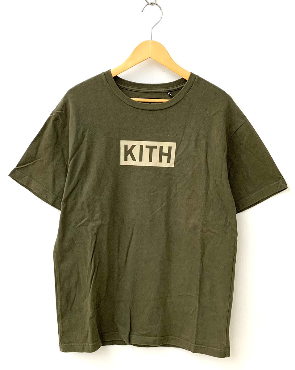 セール100%新品Kith ロゴ Tシャツ カーキ M Tシャツ/カットソー(半袖/袖なし)