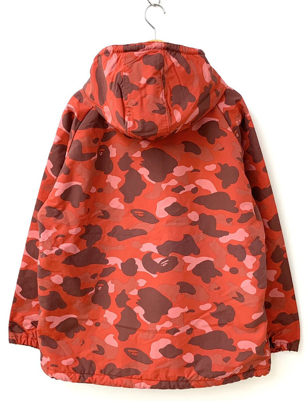 アベイシングエイプ A BATHING APE ハーフジップ フーディー カモ BAPE パーカ カモフラージュ・迷彩 レッド Lサイズ 201MT-600