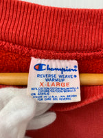 チャンピオン Champion 80s 80年代 リバースウィーブ REVERSE WEAVE  トリコタグ 中期 クルーネック プルオーバー USA製 スウェット 刺繍 レッド LLサイズ 201MT-940