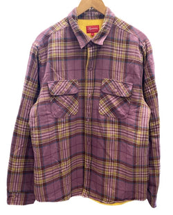 シュプリーム SUPREME Pile Lined Plaid Flannel Shirt Dusty Purple 18AW パイル ラインド プレイド フランネルシャツ 紫 ジャケット チェック パープル Lサイズ 101MT-1857
