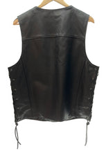 ハーレーダビッドソン HARLEY DAVIDSON Leather Vest レザーベスト 刺繍ロゴ サイド編み上げ DICTATE ベスト ベストジレ レースアップ ブラック 黒 98148-10VM ベスト ロゴ ブラック Mサイズ 101MT-583