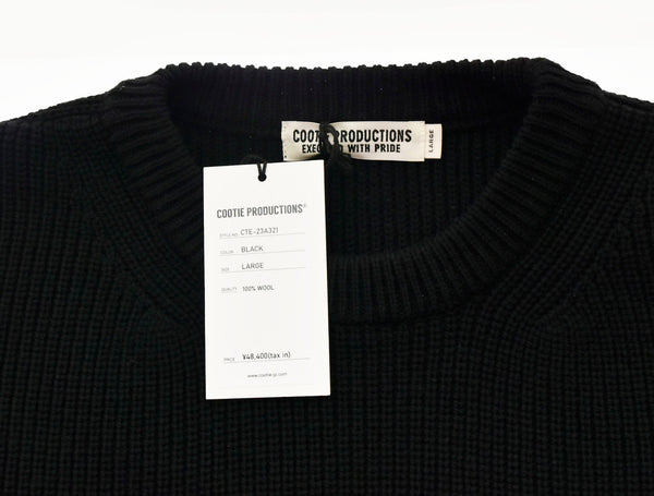 クーティー COOTIE Rib Stitch Crewneck Sweater ウール セーター 黒 CTE-23A321 セーター 無地 ブラック Lサイズ 103MT-89