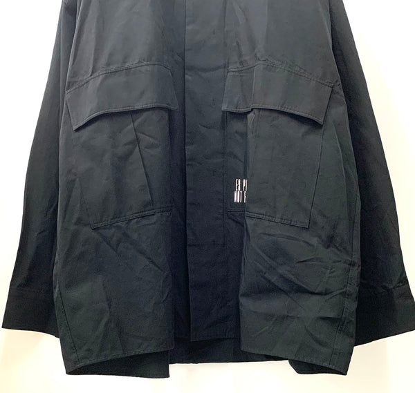 エッセイ ESSAY OVERSIZED OPEN COLLAR SHIRT オーバーサイズ 長袖シャツ ロゴ ブラック Sサイズ 201MT-1870