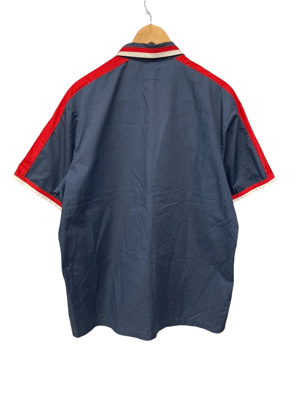 シュプリーム SUPREME カジュアルシャル 半袖シャツ ファスナー ショートスリーブ トップス 半袖シャツ ロゴ ネイビー Lサイズ 101MT-1117