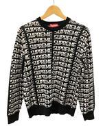 シュプリーム SUPREME Repeat Sweater ロゴ総柄 クルーネック コットンニット セーター 17AW ブランドロゴ ブラック系 黒 プルオーバー  セーター 総柄 ブラック Sサイズ 101MT-1043