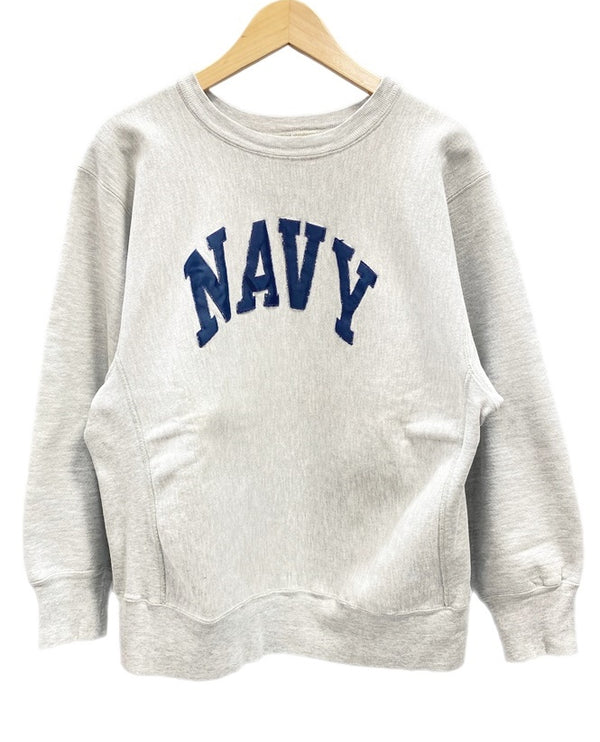 チャンピオン Champion 80s~ トリコタグ リバースウィーブ REVERSE WEAVE U.S. NAVY ワッペン刺繍 USA製 プルオーバー ヴィンテージ 古着 アメカジ  スウェット ロゴ グレー Lサイズ 101MT-1931