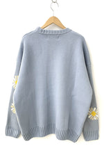 エムエーエムシー MAMC Torn daisy sweater デイジー ニット クルーネック プルオーバー セーター 花・植物 ブルー Lサイズ 201MT-684