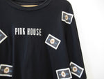PINKHOUSE ピンクハウス 長袖 カットソー ロング Tシャツ コットン ブラック プリント 花柄 レディース サイズL TP-551