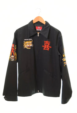クリームソーダ CREAM SODA  刺繍 ブルゾン スカジャン 黒 ジャケット 刺繍 ブラック Lサイズ 103MT-56