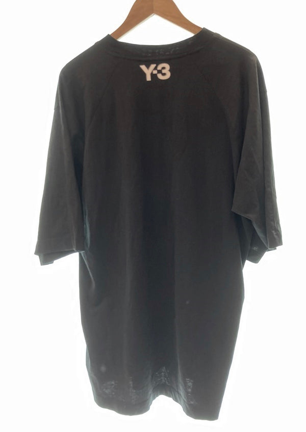 ヨウジ ヤマモト YOHJIYAMAMOTO Y-3 adidas /YOHJI YAMAMOTO ワイスリー コラボ Tシャツ トップス ブラック 黒 プリント プルオーバー 英字 ロゴ Tシャツ プリント ブラック Lサイズ 101MT-520