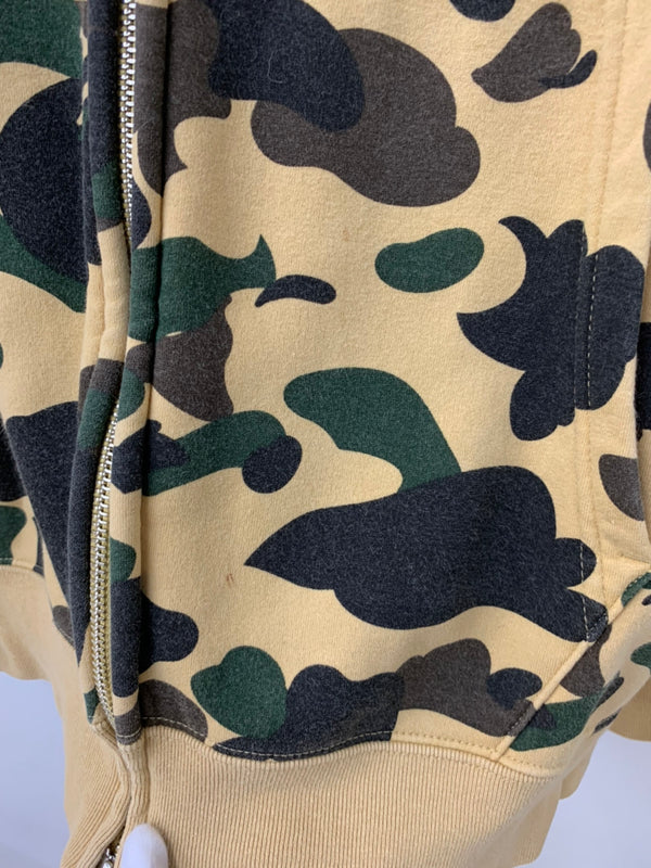 アベイシングエイプ A BATHING APE カモ ジップアップ フーディー パーカー SHALL NEVER KILL パーカ カモフラージュ・迷彩 ベージュ LLサイズ 201MT-995