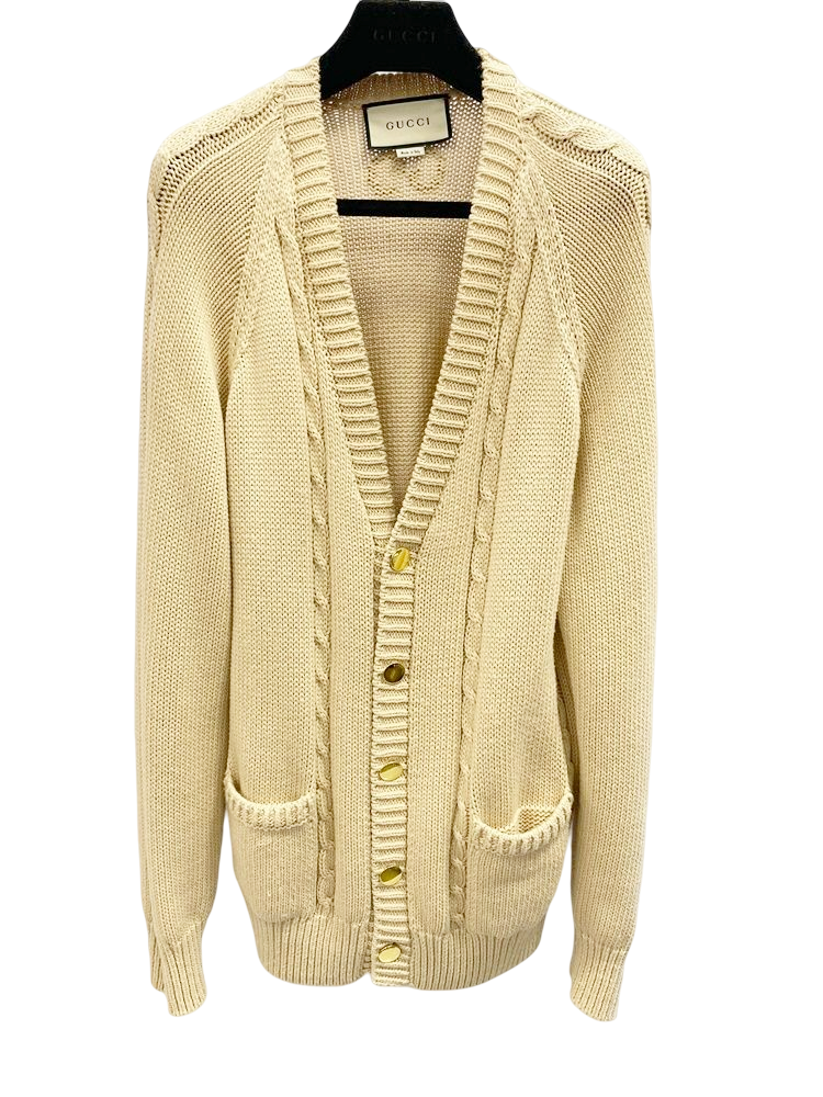 グッチ GUCCI CABLE KNIT CARDIGAN 21AW ニットカーディガン ベージュ