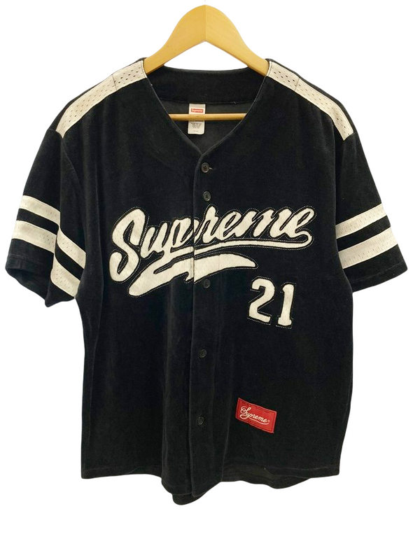 シュプリーム SUPREME 20AW Velour Baseball Jersey ベロア ベースボール ジャージー 半袖シャツ ブラック系 黒  トップスその他 ロゴ ブラック Sサイズ 101MT-1429