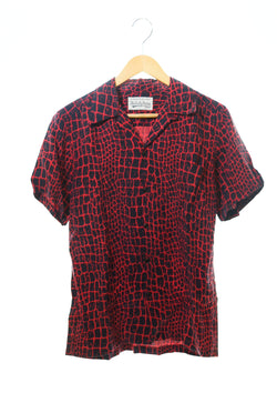 ワコマリア WACKO MARIA  オープンカラーシャツ 赤 半袖シャツ 総柄 レッド Mサイズ 103MT-115