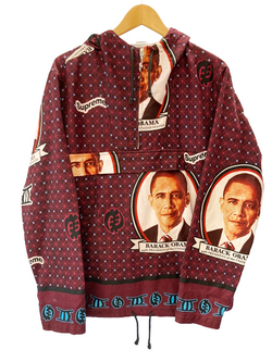 シュプリーム SUPREME 17SS Obama Anorak オバマ アノラック オバマ元大統領 フード プリント トップス 長袖  ジャケット 総柄 レッド Mサイズ 101MT-507