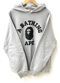 ア ベイシング エイプ A BATHING APE ベイプ BAPE エイプヘッド  パーカ ロゴ グレー Lサイズ 201MT-1985