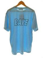 A BATHING APE トップス Tシャツ 半袖 ブルー 水色 バックロゴ BAPE ポリエステル100％ 袋付き タグ付き メンズ サイズL (TP-897)