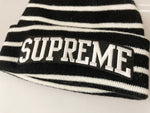 シュプリーム SUPREME Team Stripe Beanie ビーニー ニット 帽子 ボーダー 刺繍ロゴ ブラック系 黒 帽子 メンズ帽子 ニット帽 ロゴ ブラック 101hat-46