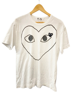 コムデギャルソン COMME des GARCONS ブラックハート PLAY COMME DES GARCONS Tシャツ 白 ホワイト プリント ハート 半袖 トップス AZ-T102 Tシャツ プリント ホワイト Lサイズ 101MT-443