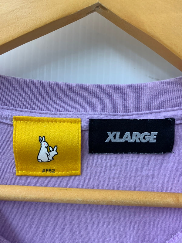 エクストララージ XLARGE  × FR2 コラボ S/S TEE Biker Girl Logo ロゴ Tシャツ プリント パープル Mサイズ 201MT-947