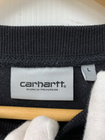 カーハート Carhartt UNITED SCRIPT SWEAT クルーネック プルオーバー ベロア 刺繍 スウェット ロゴ ブラック Lサイズ 201MT-724