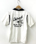 ヒューストン HOUSTON ボウリングシャツ ワンポイント 40074 半袖シャツ 刺繍 ホワイト Lサイズ 201MT-943