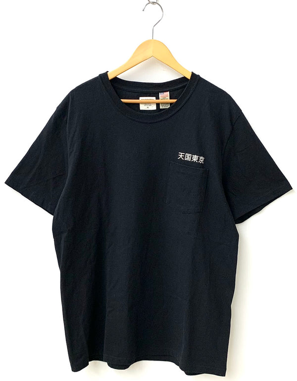 ワコマリア WACKO MARIA クルーネック Tee ポケット ポケT 天国東京 Tシャツ ワンポイント ブラック LLサイズ 201MT-1490
