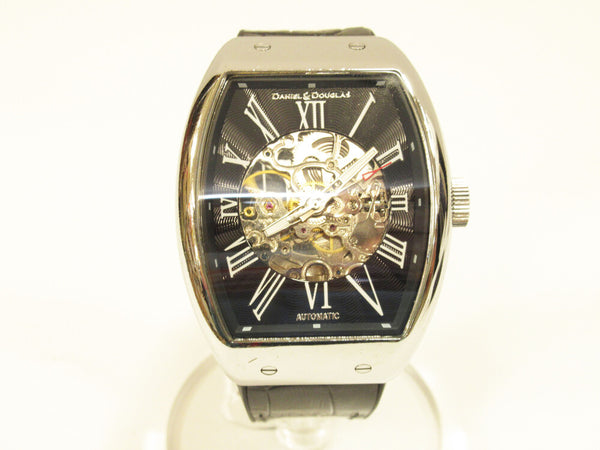 DANIEL&DOUGLAS ダニエルアンドダグラス 腕時計 自動巻き 手巻き スケルトン オートマチック ブラック メンズ DD8808 (UD-48)