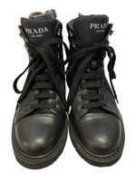 プラダ PRADA レザー ナイロン コンバットブーツ ショートブーツ 編上げ 黒  2TG152 メンズ靴 ブーツ その他 ブラック 101-shoes826