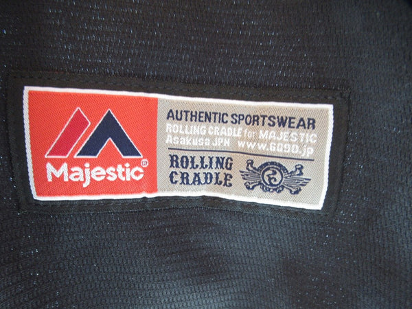 ROLLING CRADLE ローリングクレイドル  MAJESTIC マジェスティック BASEBALL SHIRT ベースボールシャツ メンズ トップス 半袖 黒 ブラック ロゴ 刺繍 サイズM RC-S1497 (TP-879)