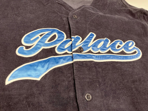 パレス PALACE Cord Baseball Jersey Navy FW22 ベースボールシャツ コーディロイ  半袖シャツ ロゴ ネイビー Lサイズ 101MT-1977