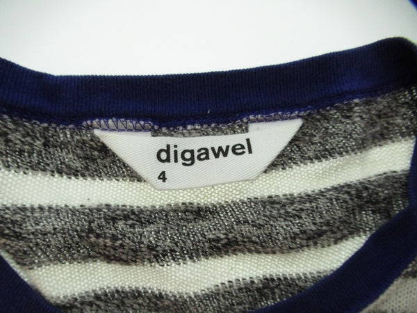digawel ディガウェル 長袖カットソー ニット ボーダー グレー 青 綿100％ 日本製 メンズ サイズ1 (TP-861)