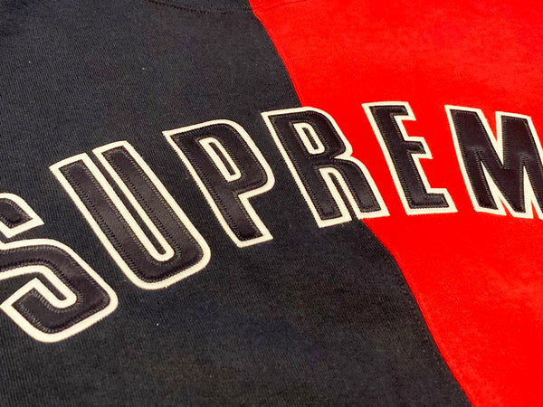 シュプリーム SUPREME Split Crewneck Sweatshirt Navy プルオーバー トレーナー カレッジロゴ ネイビー系 レッド系  スウェット ロゴ ネイビー Mサイズ 101MT-1576