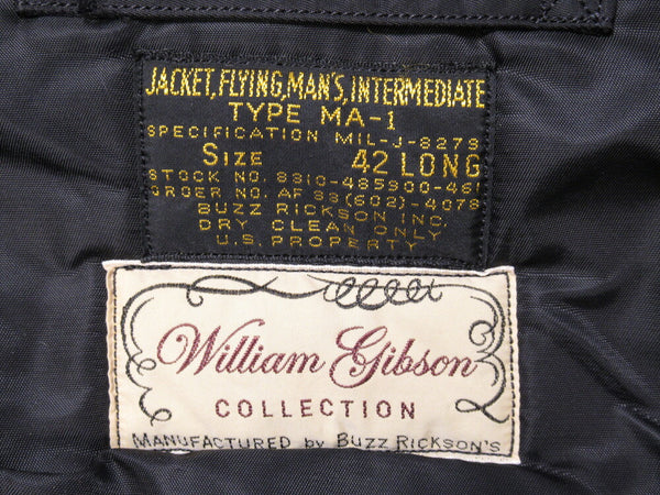 BUZZ RICKSON'S バズリクソンズ WILLIAM GIBSON COLLECTION MA-1 BLACK ウィリアム ギブソン コレクション ブラック サイズ42 BR12667 (TP-598)