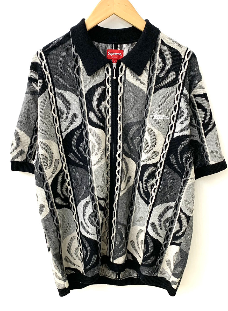 シュプリーム SUPREME アブストラクト テクスチャ ジップ アップ ポロ Abstract Textured Zip Up Polo ポロシャツ  ロゴ マルチカラー Mサイズ 201MT-1644 古着通販のドンドンサガール