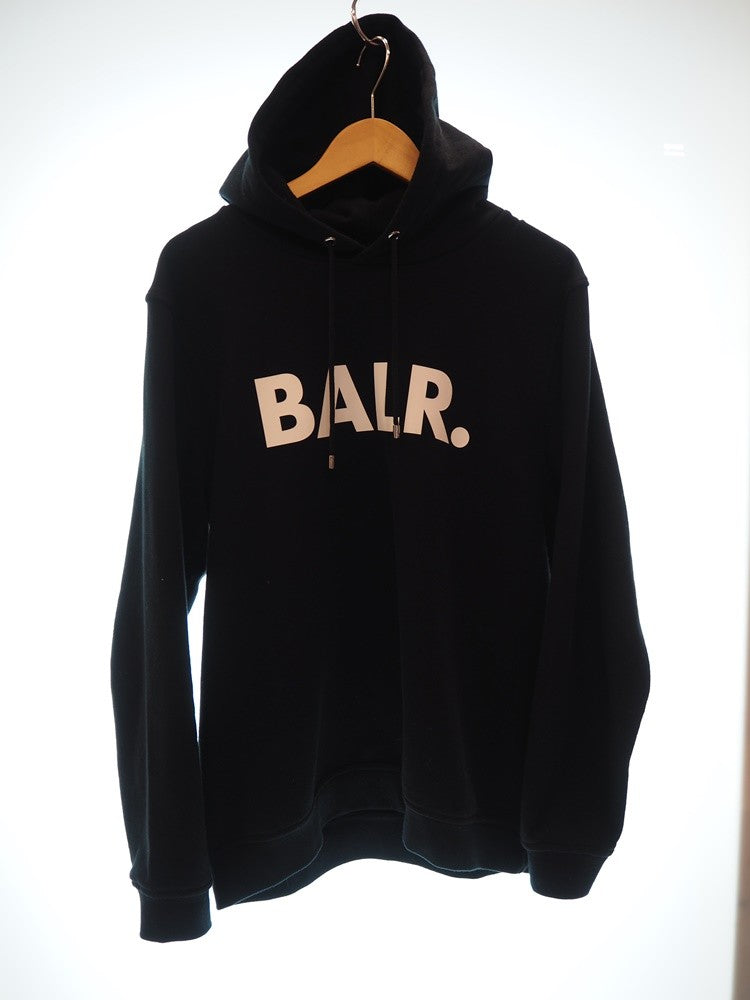 ボーラー BALR プリントロゴパーカー フーディ プルオーバー 黒 裏起毛