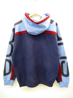 Supreme シュプリーム Big Logo Paneled Zip Up Hooded Sweatshirt 20AW ビッグロゴパネル ジップアップ フーデッド パーカー プリント ブルー サイズM メンズ (TP-807)