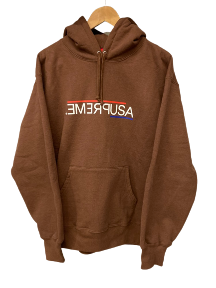 シュプリーム SUPREME USA Hooded Sweatshirt 21AW ブラウン 茶 パーカー プリント フード パーカ プリント  ブラウン Lサイズ 101MT-563