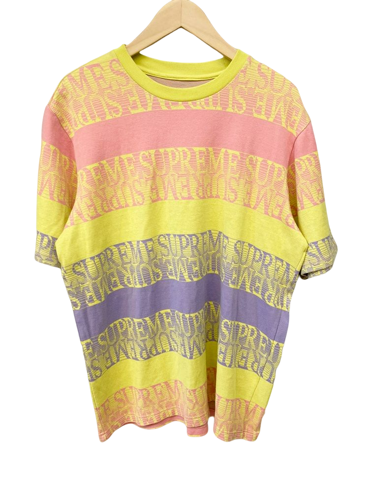 シュプリーム SUPREME Text Stripe Jacquard S/S Top Yellow 19SS 半袖 ...