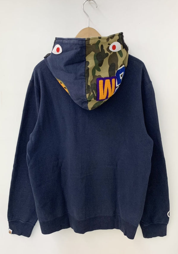 アベイシングエイプ A BATHING APE SHARK FULL ZIP HOODIE シャーク フルジップ 1870-115-048 パーカ カモフラージュ・迷彩 ネイビー LLサイズ 201MT-243