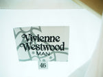 ヴィヴィアン・ウエストウッド Vivienne Westwood MAN High Collar Shirt ワンポイントロゴ ハイカラーシャツ 七分丈 七分袖 サイズ46  STYLE 7303 COL.800 長袖シャツ ワンポイント ホワイト 101MT-395