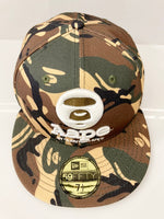 【中古】ア ベイシング エイプ A BATHING APE Aape カモフラ柄 迷彩 刺繍 ロゴ NEW ERA ニューエラ キャップ カーキ系 AAPCPM4001XBB 帽子 メンズ帽子 キャップ ロゴ カーキ 101hat-37