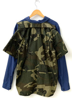 メゾンミハラヤスヒロ Maison MIHARA YASUHIRO コットンシャツ オープンカラー 長袖×半袖 日本製 A02SH231 長袖シャツ カモフラージュ・迷彩 ネイビー 201MT-844