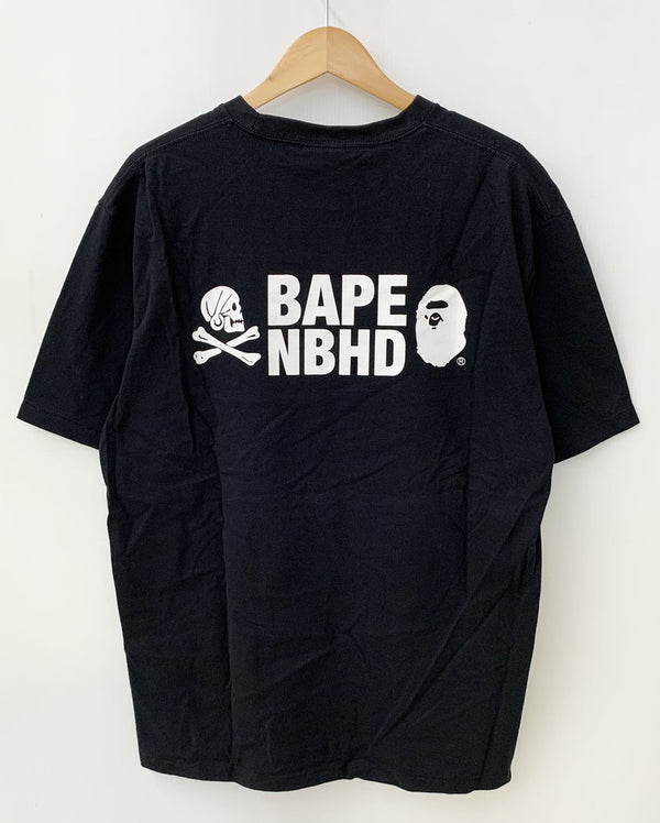 アベイシングエイプ A BATHING APE NEIGHBORHOOD ネイバーフッド APE × NBHD Tシャツ プリント ブラック 3Lサイズ 201MT-260