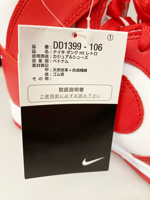 ナイキ NIKE DUNK HI RETRO WHITE/UNIVERSITY RED ダンク ハイ セント・ジョーンズ大学 ユニバーシティレッド レッド系 赤 シューズ DD1399-106 メンズ靴 スニーカー レッド 28.5cm 101-shoes859