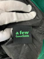 アフューグッドキッズ a few good kids スタジャン ロゴ スナップボタン ウール ジャケット 刺繍 グリーン Lサイズ 201MT-636