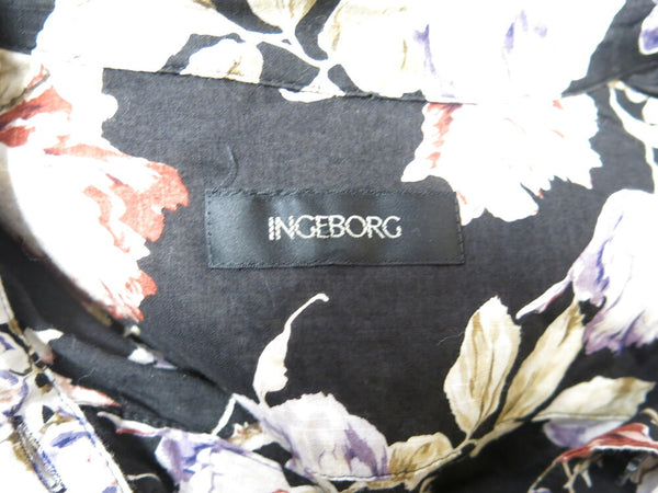 INGEBORG インゲボルグ 花柄 ワンピース 七分袖 ブラック
