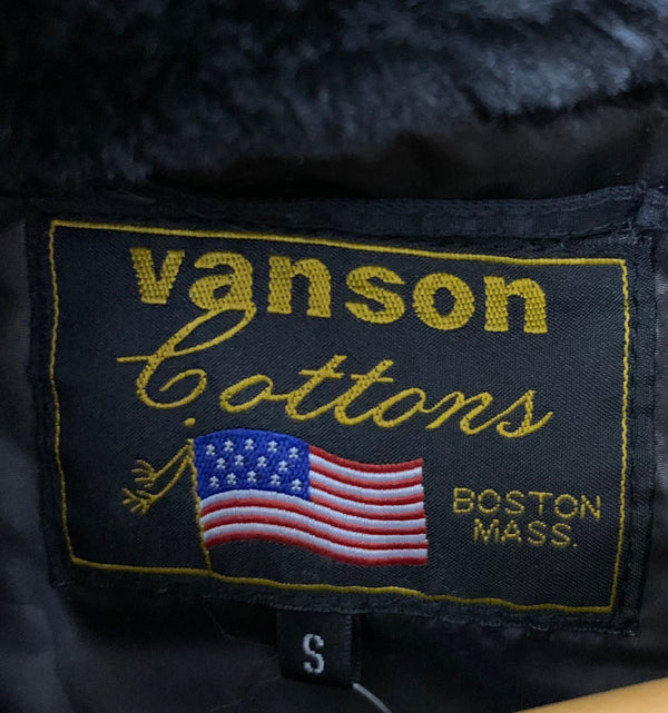 バンソン VANSON N-3B ラクーンファー ジャケット ロゴ ブラック Sサイズ 201MT-1906
