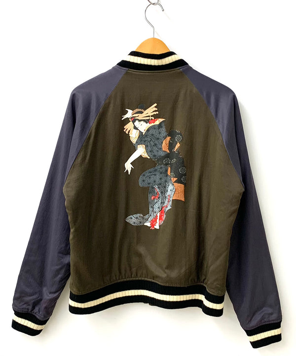 ワコマリア WACKO MARIA 16SS SOUVENIR JACKET 天国東京 スーベニアジャケット リバーシブル 女 日本製 ジャケット プリント カーキ Mサイズ 201MT-1430